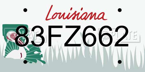 83FZ662 Louisiana License Plate