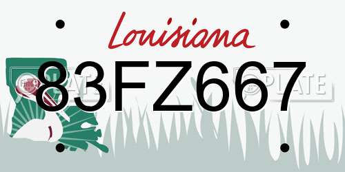 83FZ667 Louisiana License Plate