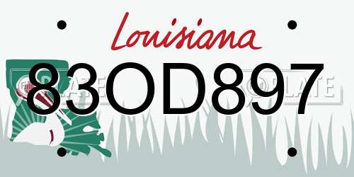 83OD897 Louisiana License Plate