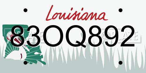 83OQ892 Louisiana License Plate