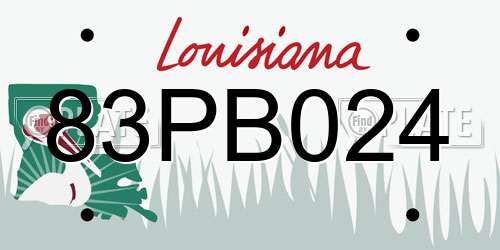 83PB024 Louisiana License Plate