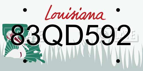 83QD592 Louisiana License Plate