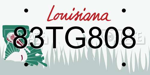 83TG808 Louisiana License Plate