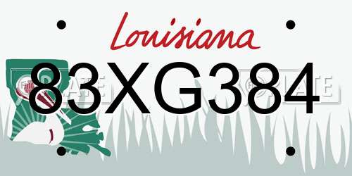 83XG384 Louisiana License Plate