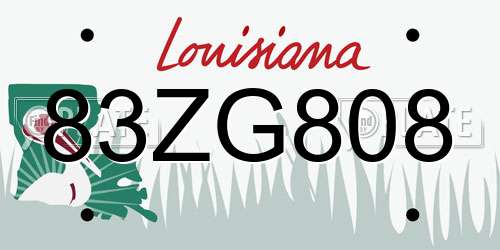 83ZG808 Louisiana License Plate