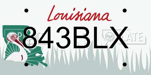 843BLX Louisiana License Plate