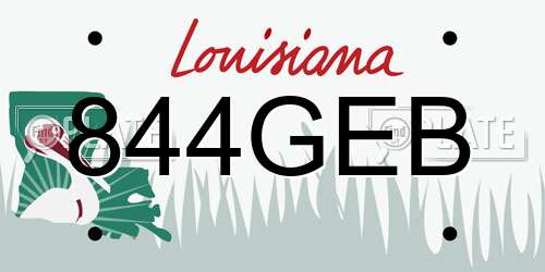 844GEB Louisiana License Plate