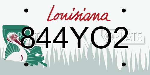 844YO2 Louisiana License Plate