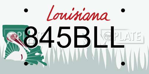 845BLL Louisiana License Plate