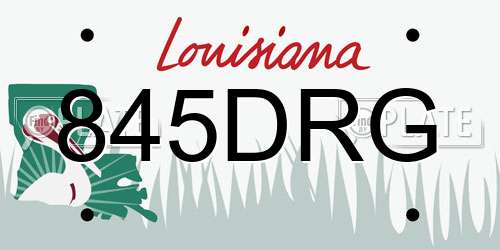845DRG Louisiana License Plate