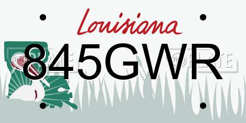845GWR Louisiana License Plate