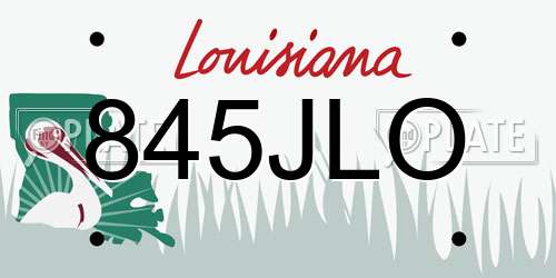 845JLO Louisiana License Plate