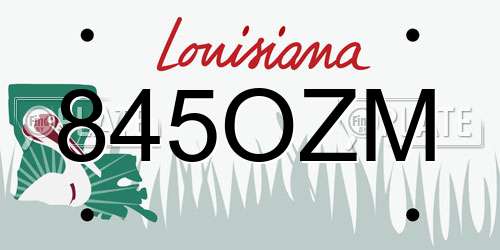 845OZM Louisiana License Plate