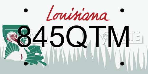 845QTM Louisiana License Plate