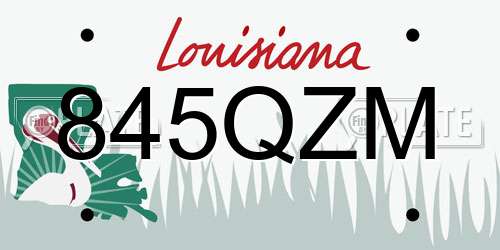 845QZM Louisiana License Plate