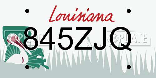 845ZJQ Louisiana License Plate