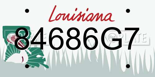 84686G7 Louisiana License Plate