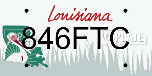 846FTC Louisiana License Plate