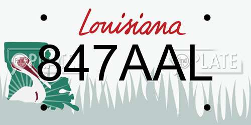847AAL Louisiana License Plate
