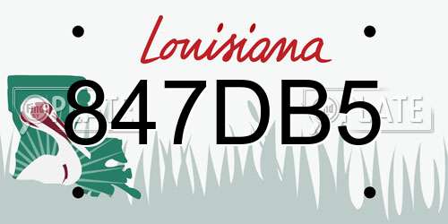 847DB5 Louisiana License Plate