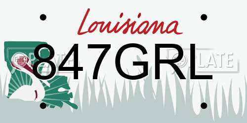 847GRL Louisiana License Plate