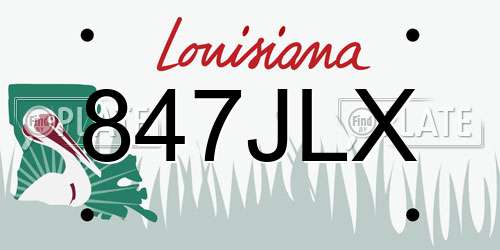 847JLX Louisiana License Plate
