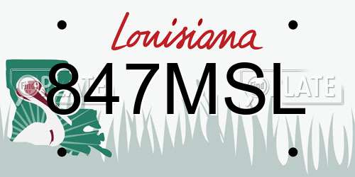 847MSL Louisiana License Plate