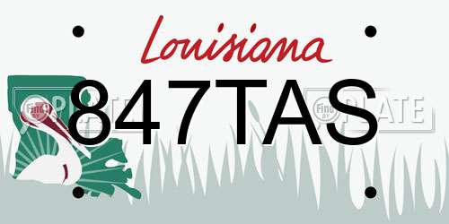 847TAS Louisiana License Plate