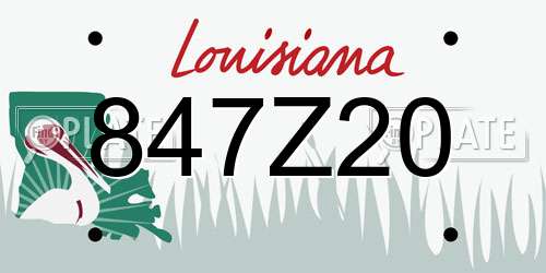 847Z20 Louisiana License Plate