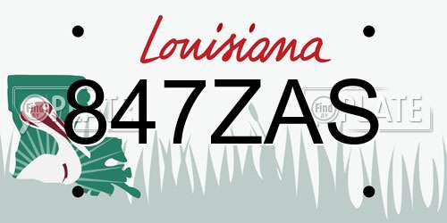 847ZAS Louisiana License Plate