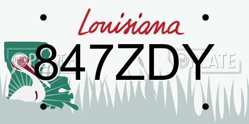 847ZDY Louisiana License Plate