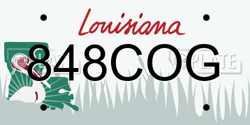 848COG Louisiana License Plate