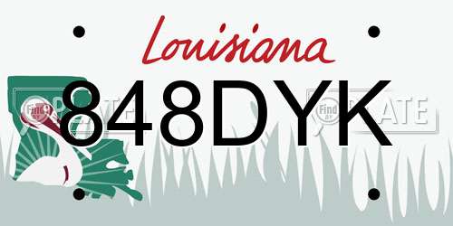 848DYK Louisiana License Plate