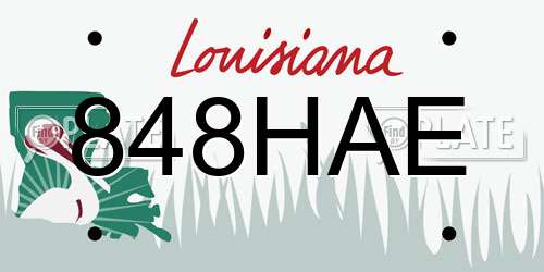 848HAE Louisiana License Plate