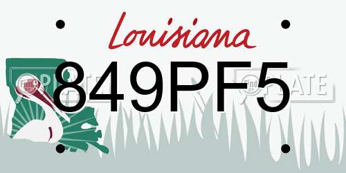 849PF5 Louisiana License Plate