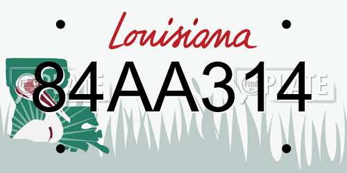 84AA314 Louisiana License Plate