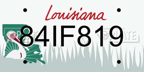 84IF819 Louisiana License Plate