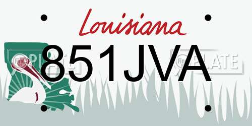 851JVA Louisiana License Plate