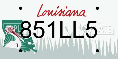 851LL5 Louisiana License Plate