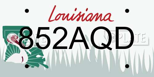 852AQD Louisiana License Plate