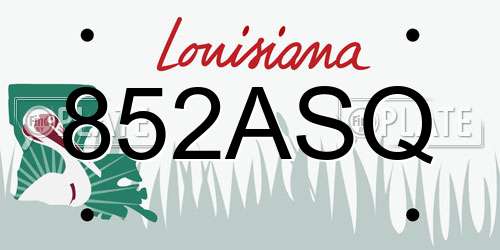 852ASQ Louisiana License Plate