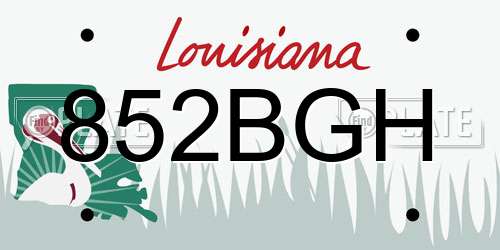 852BGH Louisiana License Plate