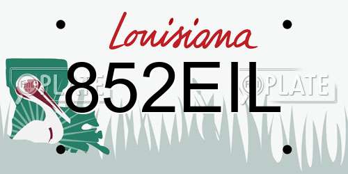 852EIL Louisiana License Plate