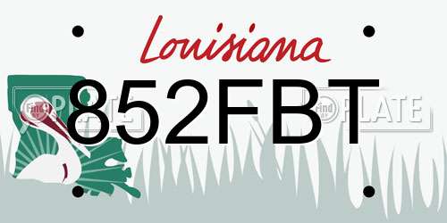 852FBT Louisiana License Plate