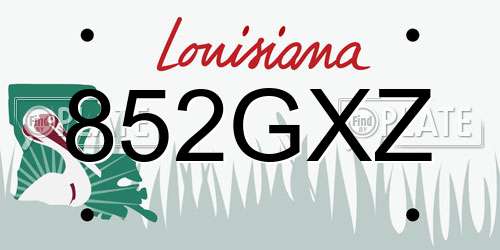 852GXZ Louisiana License Plate