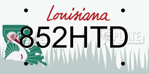 852HTD Louisiana License Plate