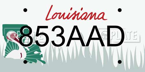 853AAD Louisiana License Plate