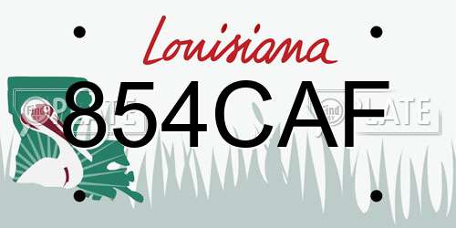 854CAF Louisiana License Plate