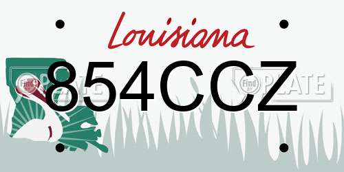 854CCZ Louisiana License Plate
