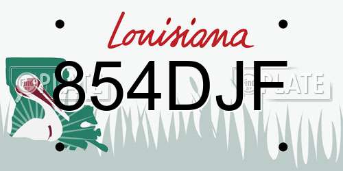 854DJF Louisiana License Plate